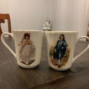 Vintage set Blue Boy & Pinky Girl Fine bone China Queensway Staffordshire Mugs